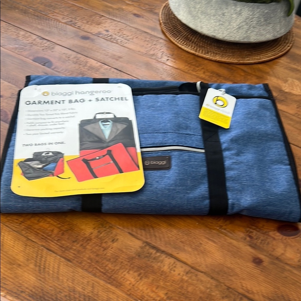 New Blue Garment Bag + Satchel by Biaggi. Garment bag + satchel.